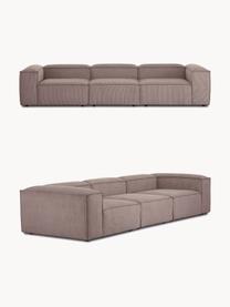 Modulares Sofa Lennon (4-Sitzer) aus Cord, Bezug: Cord (92 % Polyester, 8 %, Gestell: Massives Kiefernholz, Spe, Füße: Kunststoff Dieses Produkt, Cord Taupe, B 327 x T 119 cm