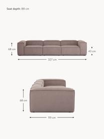 Modulares Sofa Lennon (4-Sitzer) aus Cord, Bezug: Cord (92 % Polyester, 8 %, Gestell: Massives Kiefernholz, Spe, Füße: Kunststoff Dieses Produkt, Cord Taupe, B 327 x T 119 cm