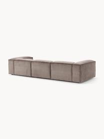 Modulares Sofa Lennon (4-Sitzer) aus Cord, Bezug: Cord (92 % Polyester, 8 %, Gestell: Massives Kiefernholz, Spe, Füße: Kunststoff Dieses Produkt, Cord Taupe, B 327 x T 119 cm