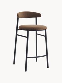 Tabouret de bar en velours Doggi, Velours brun, larg. 44 x haut. 84 cm