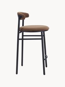 Tabouret de bar en velours Doggi, Velours brun, larg. 44 x haut. 84 cm