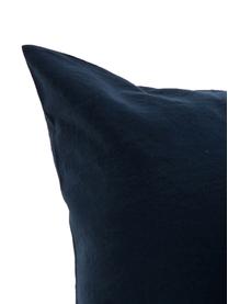 Parure copripiumino in cotone effetto stone washed Velle, Tessuto: cotone ranforce, Fronte e retro: blu scuro, 155 x 200 cm + 1 federa 50 x 80 cm