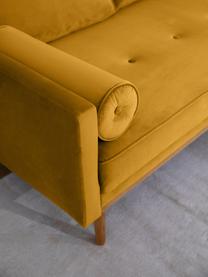 Divano angolare 3 posti in velluto giallo senape Saint, Rivestimento: velluto (poliestere) Con , Struttura: legno di quercia massicci, Velluto giallo senape, Larg. 243 x Prof. 220 cm