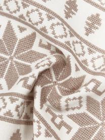 Bestickte Kissenhülle Orkney mit norwegischer Ziernaht, 100 % Baumwolle, Beige, Cremeweiß, B 30 x L 50 cm