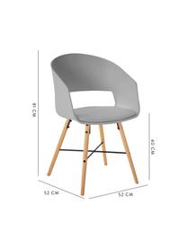 Sillas con reposabrazos Luna, 2 uds., Patas: madera de haya pintada, Gris, An 52 x Al 81 cm