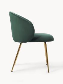 Fluwelen stoelen Luisa, 2 stuks, Bekleding: fluweel (100% polyester) , Poten: gepoedercoat metaal, Fluweel donkergroen, goudkleurig, B 59 x D 59 cm