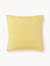 Housse de coussin jaune en tricot Adalyn, 100 % coton bio, certifié GOTS, Jaune clair, larg. 40 x long. 40 cm