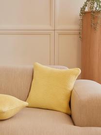 Dzianinowa poszewka na poduszkę z bawełny organicznej Adalyn, 100% bawełna organiczna, certyfikat GOTS, Jasny żółty, S 40 x D 40 cm