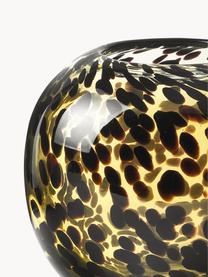 Mundgeblasene Vase Leopard mit Tupfen-Muster, verschiedene Größen, Glas, Hellgelb, Schwarz, Ø 20 x H 18 cm