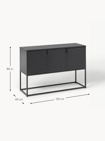 Metall-Sideboard Neptun, Metall, pulverbeschichtet, Schwarz, B 120 x H 80 cm