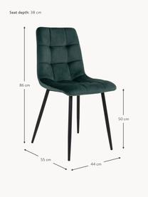 Sedia imbottita in velluto Middleton, Rivestimento: velluto di poliestere Il , Gambe: metallo rivestito, Velluto verde scuro, nero, Larg. 44 x Prof. 55 cm