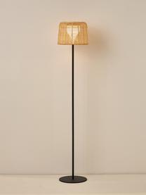 Lampada da giardino solare a LED con paralume in rattan Kyra, Paralume: rattan, Struttura: metallo verniciato a polv, Beige chiaro, nero, Alt. 125 cm