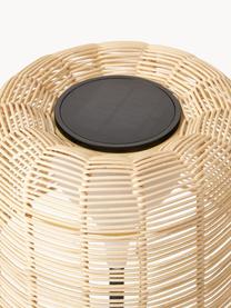 Lampada da giardino solare a LED con paralume in rattan Kyra, Paralume: rattan, Struttura: metallo verniciato a polv, Beige chiaro, nero, Alt. 125 cm