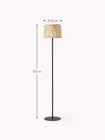 Solar LED-Gartenlampe Kyra mit Rattanschirm, Lampenschirm: Rattan, Hellbeige, Schwarz, H 125 cm