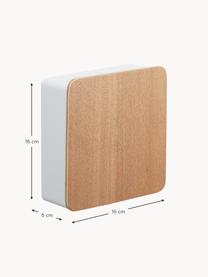 Sleuteldoos Rin met magnetische achterkant, Frame: gepoedercoat staal, Wit, hout, licht, B 16 x H 16 cm