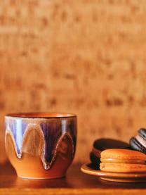 Ručne vyrobené keramické hrnčeky na kávu 70's, 4 ks, Keramika, Hnedá, tmavomodrá, Ø 8 x V 7 cm, 230 ml