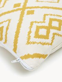 Housse de coussin 45x45 bohème Delilah, 100 % coton, Blanc, jaune, larg. 45 x long. 45 cm