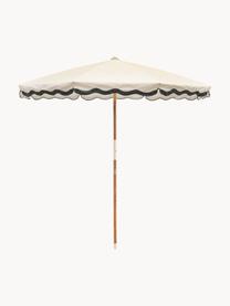 Parasol ogrodowy Amalfi, Ø 230 cm, Stelaż: drewno naturalne, Biały, czarny, Ø 230 x W 220 cm