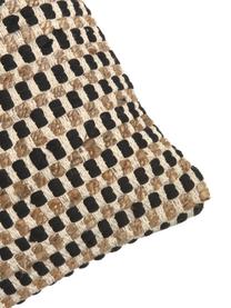 Housse de coussin 45x45 coton jute Fiesta, Noir, beige