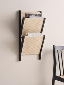 Wand-Zeitschriftenhalter Morgan aus Bambus/Rattan, Rahmen: Bambus, Hellbeige, Schwarz, B 36 x H 74 cm