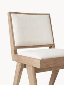 Chaise rembourrée en bois Sissi, Tissu blanc crème, bois de chêne clair, larg. 46 x prof. 56 cm