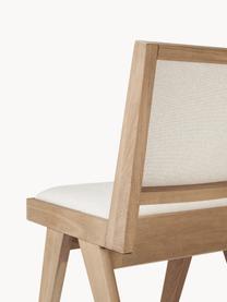 Krzesło tapicerowane z drewna Sissi, Tapicerka: 100% poliester Dzięki tka, Stelaż: lite drewno dębowe, Kremowobiała tkanina, jasne drewno dębowe, S 46 x G 56 cm