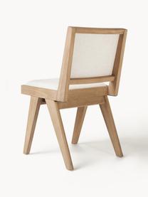 Krzesło tapicerowane z drewna Sissi, Tapicerka: 100% poliester Dzięki tka, Stelaż: lite drewno dębowe, Kremowobiała tkanina, jasne drewno dębowe, S 46 x G 56 cm