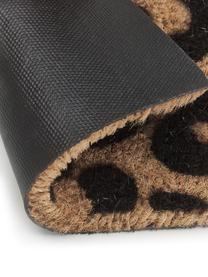 Felpudo Leopard, Parte superior: fibras de coco, Reverso: PVC, Beige, negro, An 40 x L 60 cm
