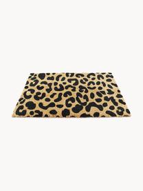 Felpudo Leopard, Parte superior: fibras de coco, Reverso: PVC, Beige, negro, An 40 x L 60 cm