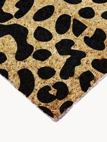 Felpudo Leopard, Parte superior: fibras de coco, Reverso: PVC, Beige, negro, An 40 x L 60 cm