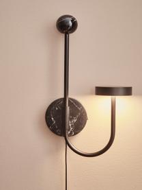 LED wandlamp Grasil met stekker, Frame: gecoat metaal, Decoratie: marmer, Zwart, gemarmerd, B 30 x H 54 cm