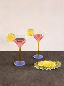 Copas martini Bold, 2 uds., Vidrio, Transparente, amarillo, azul, Ø 17 x Al 10 cm, 150 ml