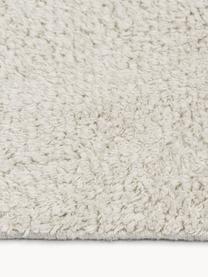 Tapis de couloir en coton à franges, tufté main Daya, Blanc crème, larg. 80 x long. 200 cm