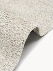 Tapis de couloir en coton à franges, tufté main Daya, Blanc crème, larg. 80 x long. 200 cm