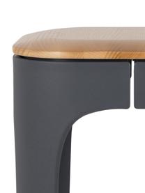 Barhocker Up-High aus Holz und Metall, Beine: Polypropylen, matt lackie, Sitz: Eschenholz Beine: Dunkelgrau Fußstütze: Dunkelgrau, 35 x 73 cm