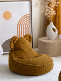 Detský sedací vak z plyšu Bear, Plyšová horčičová, Š 60 x H 70 cm
