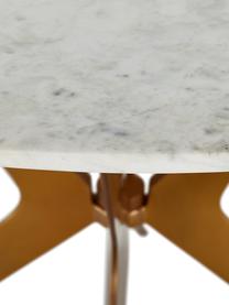 Mesa de comedor redonda Safia, tablero en aspecto mármol, Tablero: mármol, Patas: metal con pintura en polv, Mármol blanco grisaceo, dorado mate, Ø 120 x Al 76 cm