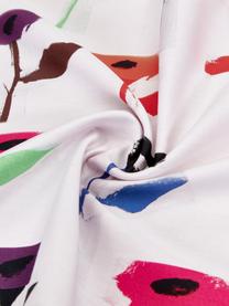 Taies d'oreiller design satin de coton Weyda, 2 pièces, Blanc, rose vif, larg. 65 x long. 65 cm