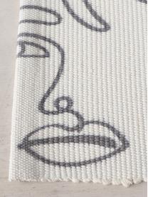 Vloerkleed Picas met abstracte One Line tekening, 50% katoen 50% polyester, Gebroken wit, zwart, B 60 x L 90 cm (maat XXS)