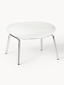 Tabouret en tissu bouclé Luan, Tissu bouclé, blanc, larg. 58 x haut. 41 cm