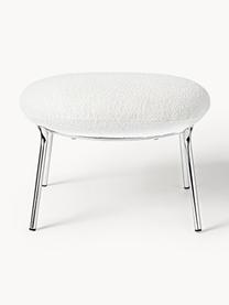 Tabouret en tissu bouclé Luan, Tissu bouclé, blanc, larg. 58 x haut. 41 cm