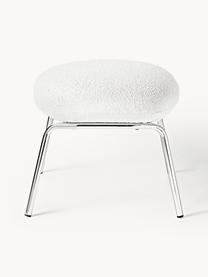 Tabouret en tissu bouclé Luan, Tissu bouclé, blanc, larg. 58 x haut. 41 cm