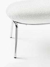 Tabouret en tissu bouclé Luan, Tissu bouclé, blanc, larg. 58 x haut. 41 cm