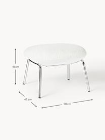 Tabouret en tissu bouclé Luan, Tissu bouclé, blanc, larg. 58 x haut. 41 cm