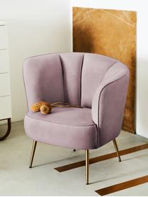 Fluwelen fauteuil Louise in mauve, Bekleding: fluweel (polyester), Poten: gecoat metaal, Fluweel mauve, B 76 x D 75 cm