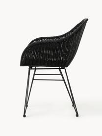 Polyratanové stoličky s opierkami Costa, 2 ks, Čierna, Š 57 x H 58 cm
