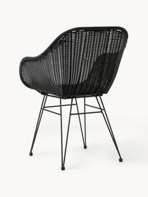 Polyratanová stolička s opierkami Costa, 2 ks, Čierna, Š 57 x H 58 cm
