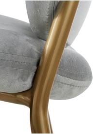 Fluwelen lounge fauteuil Mary in grijs, Bekleding: fluweel (polyester), Frame: gecoat metaal, Fluweel grijs, B 63 x D 73 cm