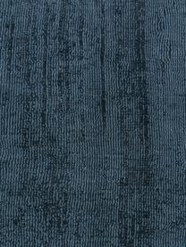 Handgeweven viscose loper Jane in donkerblauw, Bovenzijde: 100% viscose, Onderzijde: 100% katoen, Donkerblauw, B 80 cm x L 250 cm