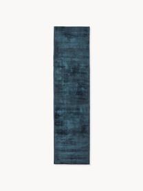 Tapis de couloir en viscose tissé main Jane, Bleu foncé, larg. 80 x long. 250 cm